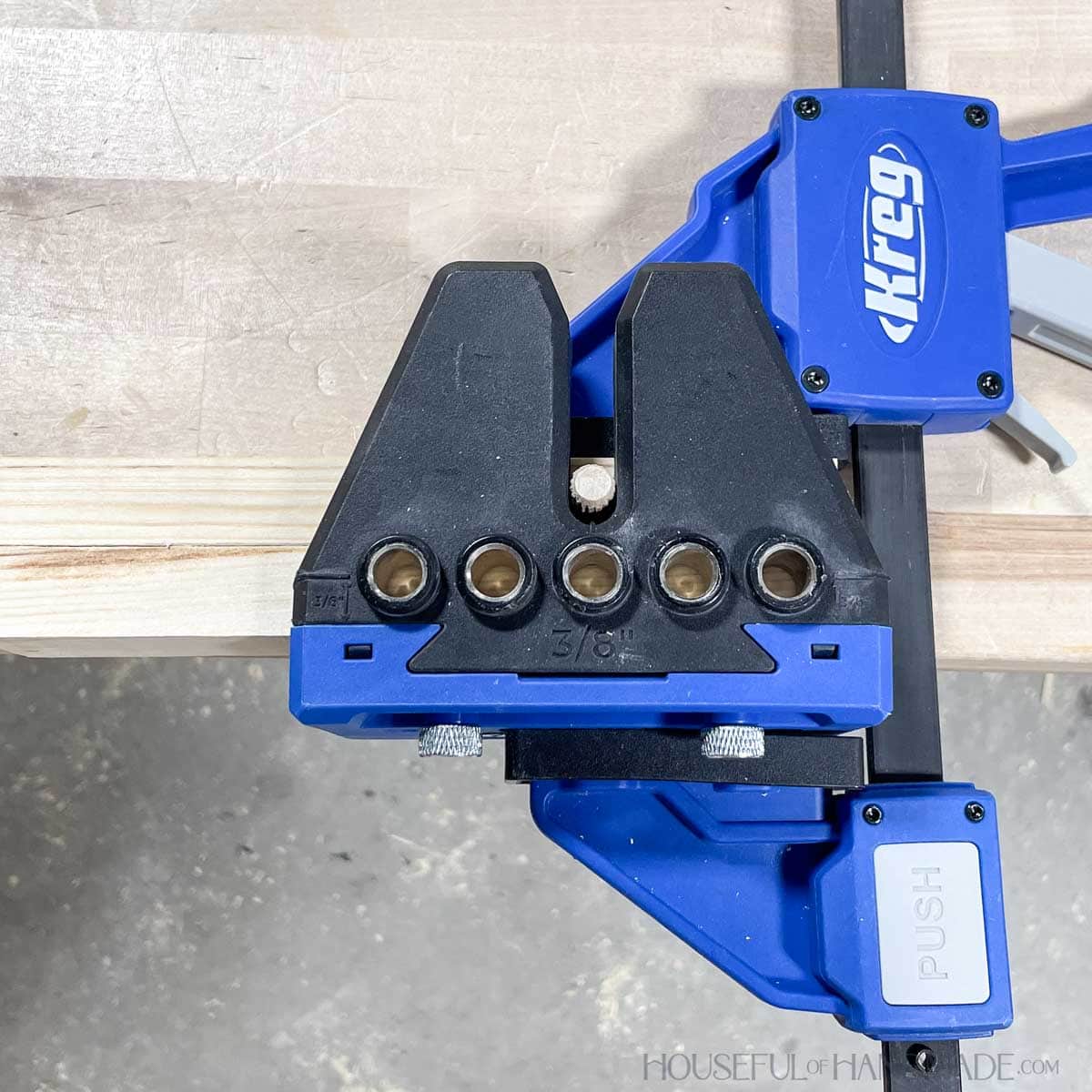 Using dowel positioning groove on Kreg Dowel jig. 