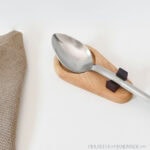 DIY wood spoon rest made from maple and purple heart.