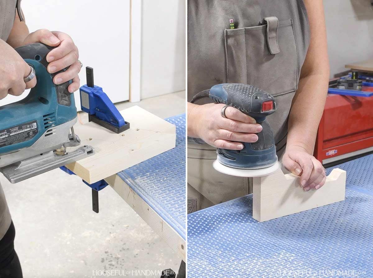 Cutting controller holder pieces with a jig saw.