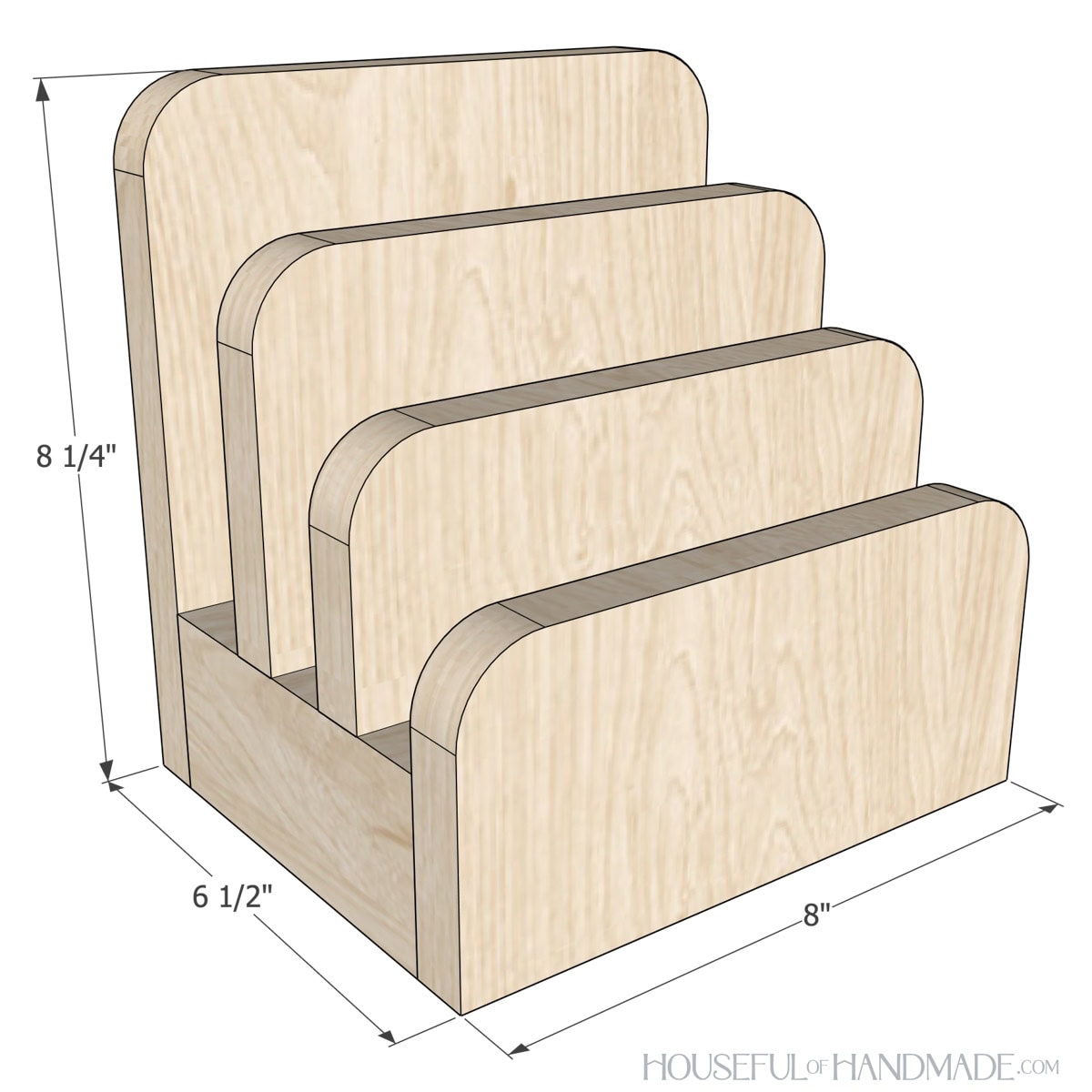 3D sketch of the tabletop charging station with dimensions noted.
