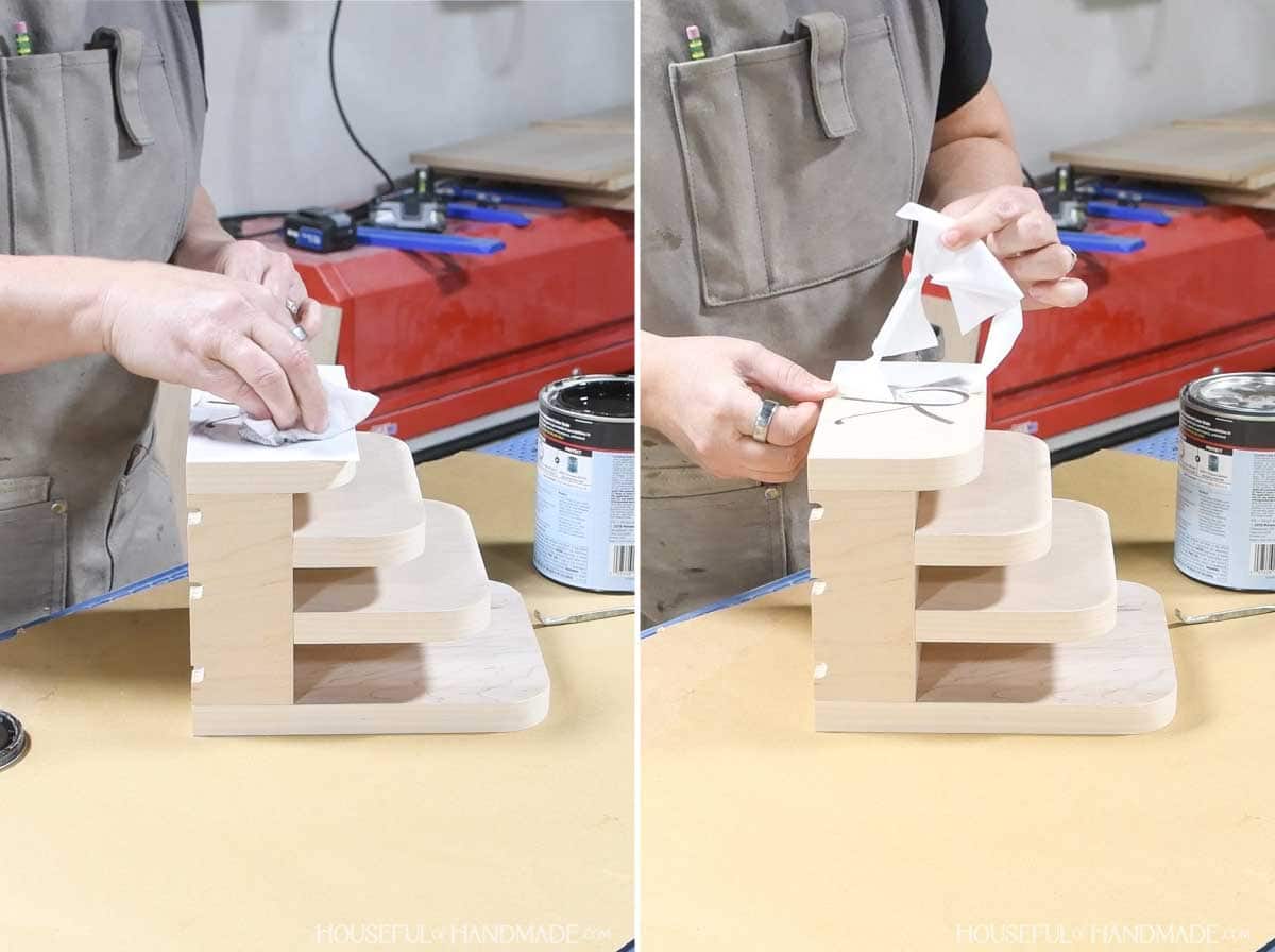 Adding a monogram to the front of the charging station.