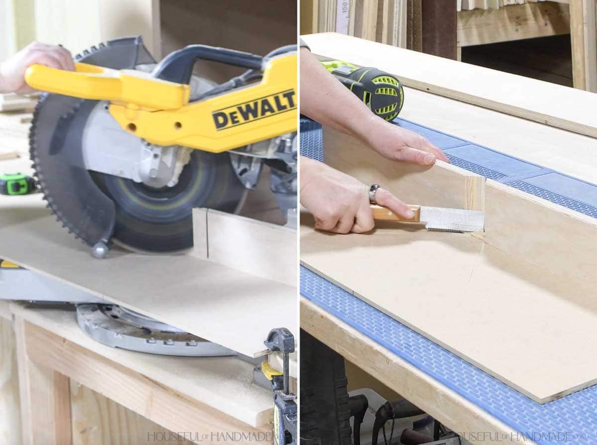 Cutting through the back of the jig.