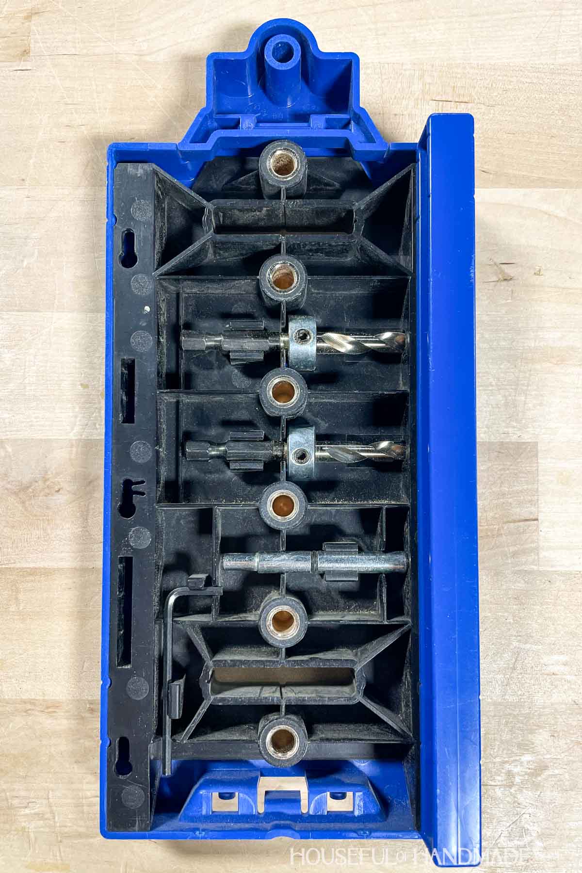 Storage for accessories on the back of the shelf pin jig.