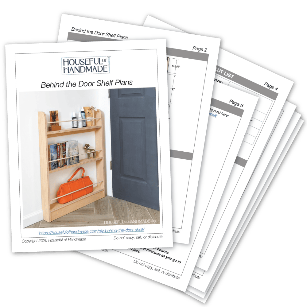 PDF plans for a behind the door shelf.