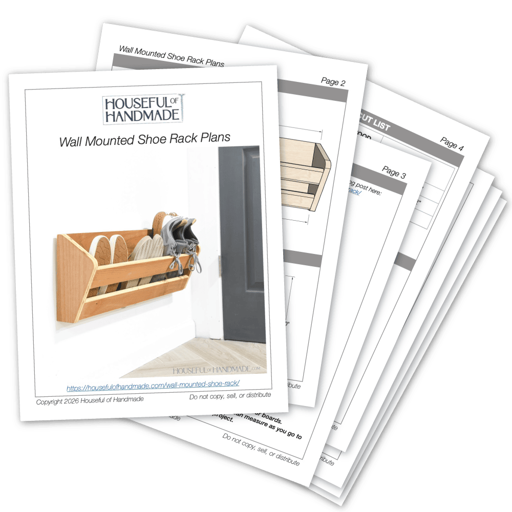 PDF build plans for a wall mounted shoe rack.