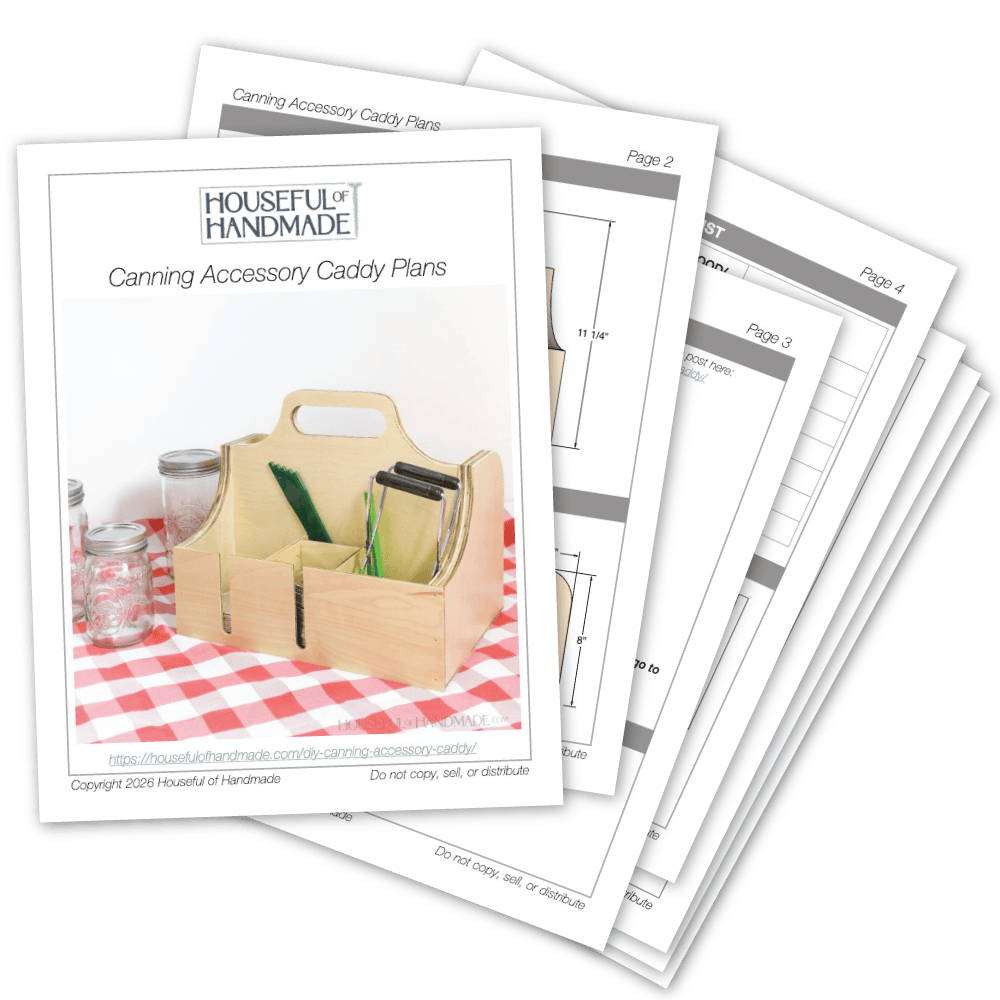 PDF plans for a canning accessory caddy made from plywood scraps.