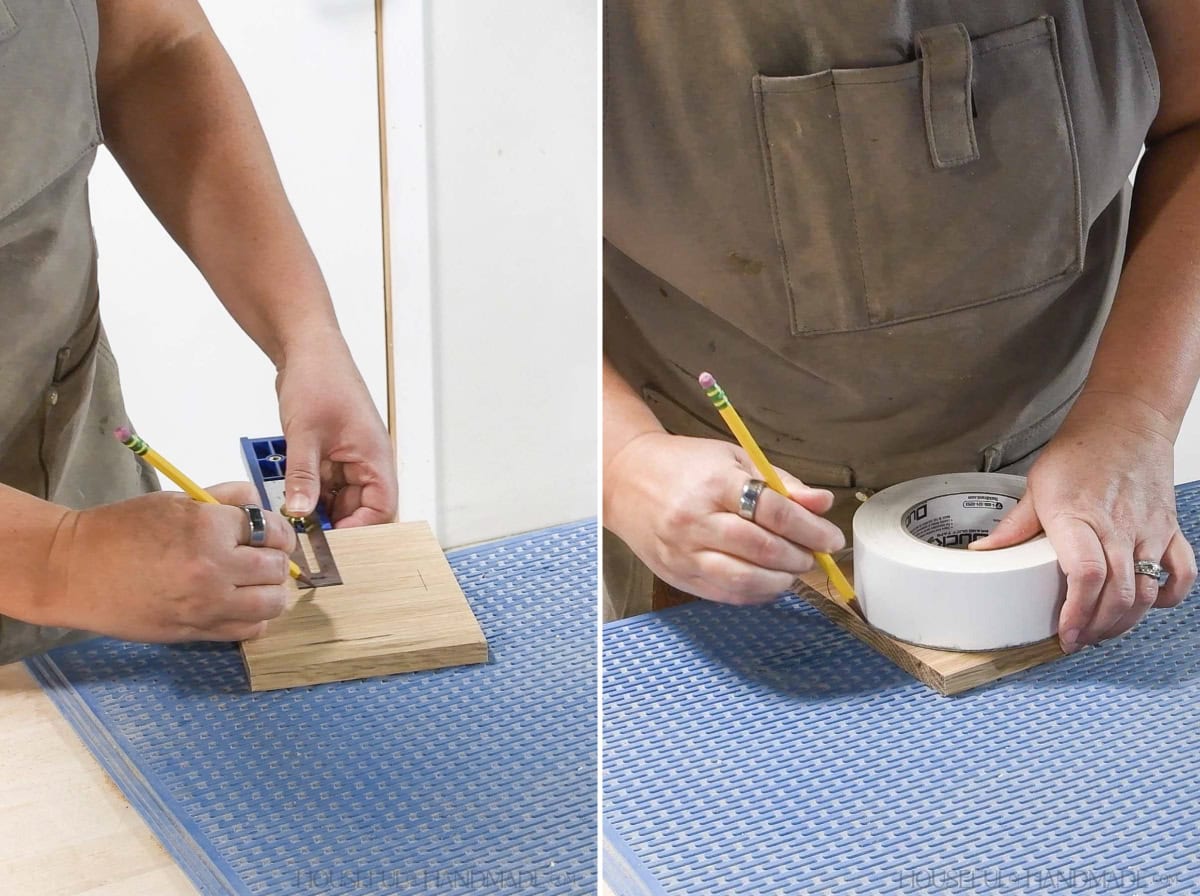 Marking out the shape on the side boards. 