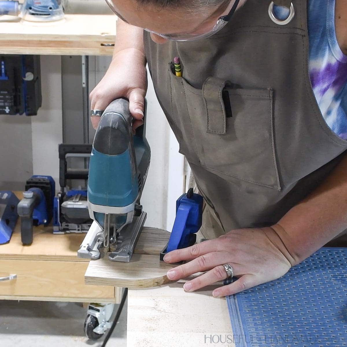 Cutting the design with a jig saw. 