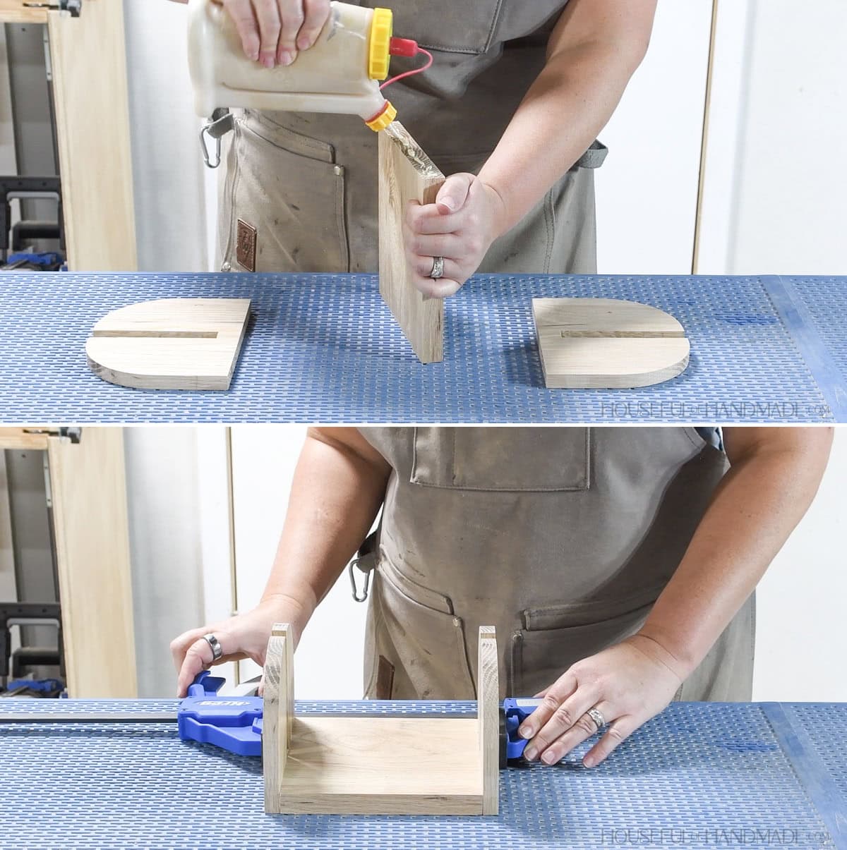Assembling the napkin holder base. 