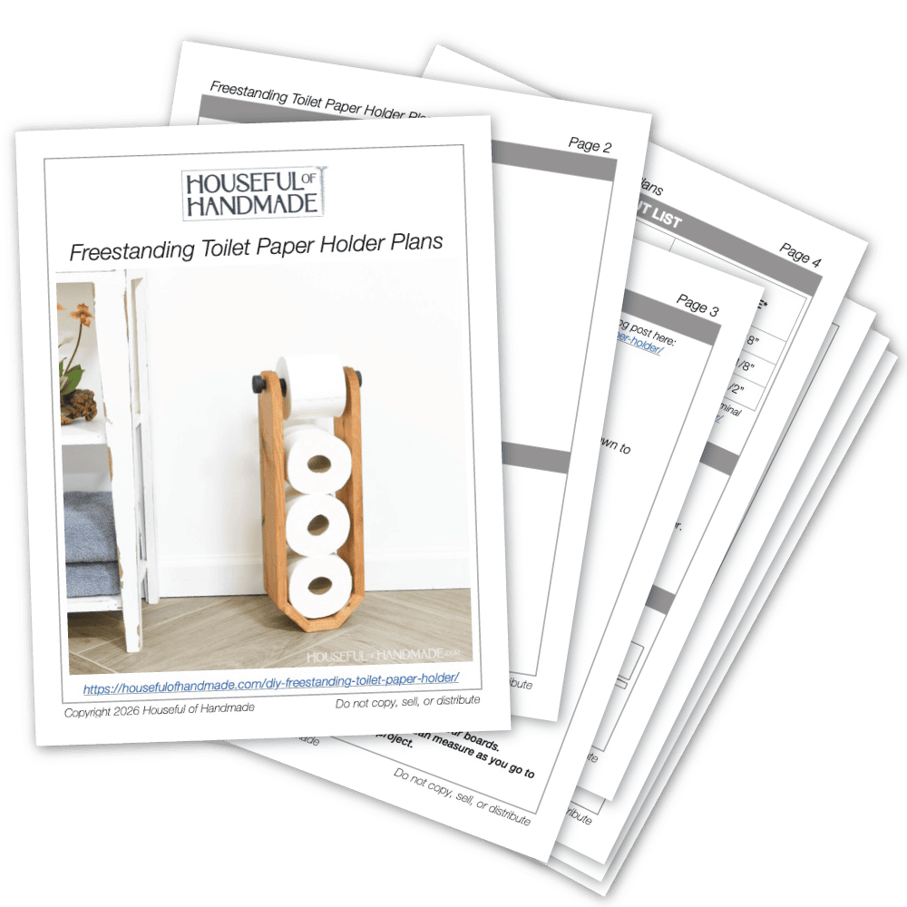 PDF plans for a freestanding toilet paper holder.